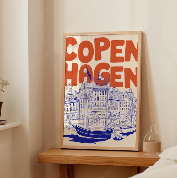 Copenhagen Travel Poster | Denmark Cityscape Art Print (Digital Download)