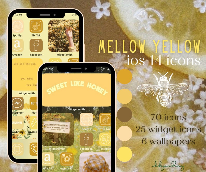 Mellow Yellow Aesthetic IOS 14 Icons Pack Etsy