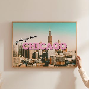 Greetings From Chicago Art Print | Vintage Cityscape Poster (Digital Download)