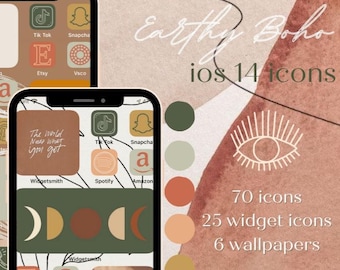 Earthy Boho iOS 14 Icons Pack (Digital Download)