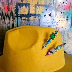 Green & Pink Glass Beaded Hat Pins. Decorative Stick Pin. Stylish Lapel Pins. Hat Pins. &quot;Colors of The Spirit&quot;