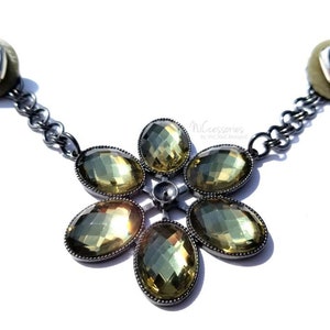 Double Brooch Collar Chain. Lapel Pin. Pin-on Necklace. &quot;Candy Stone Rock&quot;