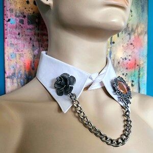 Double Brooch Collar Chain. Lapel Chain. Pin-on Necklace. &quot;Pastime Paradise&quot;