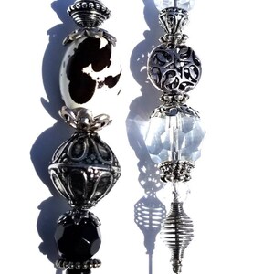 Silver & Black Decorative Hat Stick Pins. Lapel Pin. Scarf Pin. &quot;Incense and Peppermints&quot;