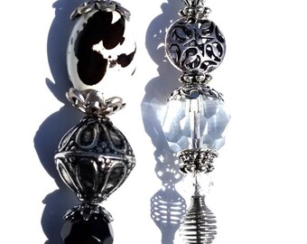 Silver & Black Decorative Hat Stick Pins. Lapel Pin. Scarf Pin. "Incense and Peppermints"