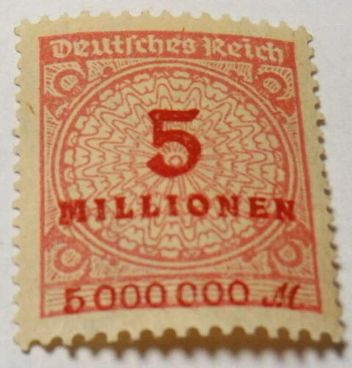 German Deutsches Reich 5 Millionen Postage Stamp Never Hinged Etsy