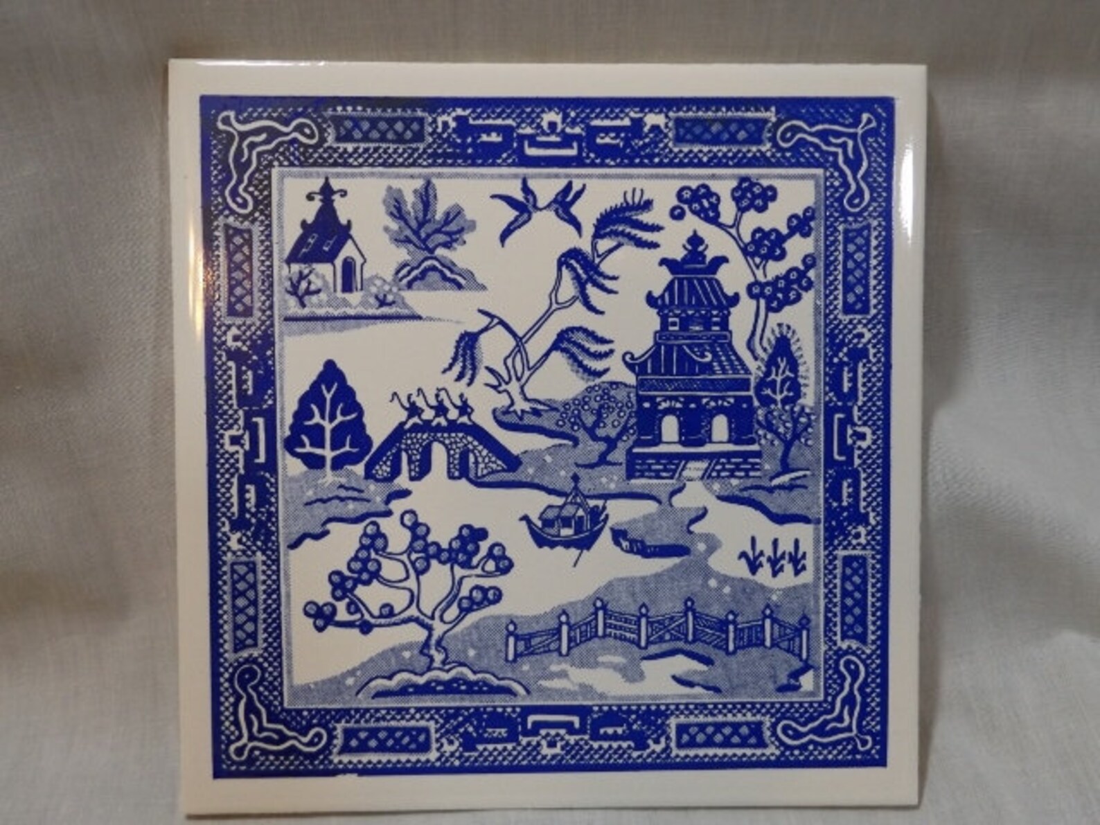 Vintage Blue Willow Tile Trivet by Soriano Ceramics with Cork Etsy