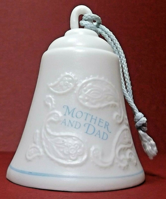 1985 Mother and Dad Ceramic Bell Hallmark Keepsake Christmas Ornament