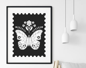 Folk Art Butterfly- Digital Print