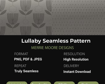 Lullaby Scandinavian Folk Seamless Pattern Bundle, Hand Drawn Digital Paper, Tulip Star Nursery Pattern, Commercial Use, Instant Download