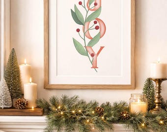 JOY Christmas Botanical Wall Art