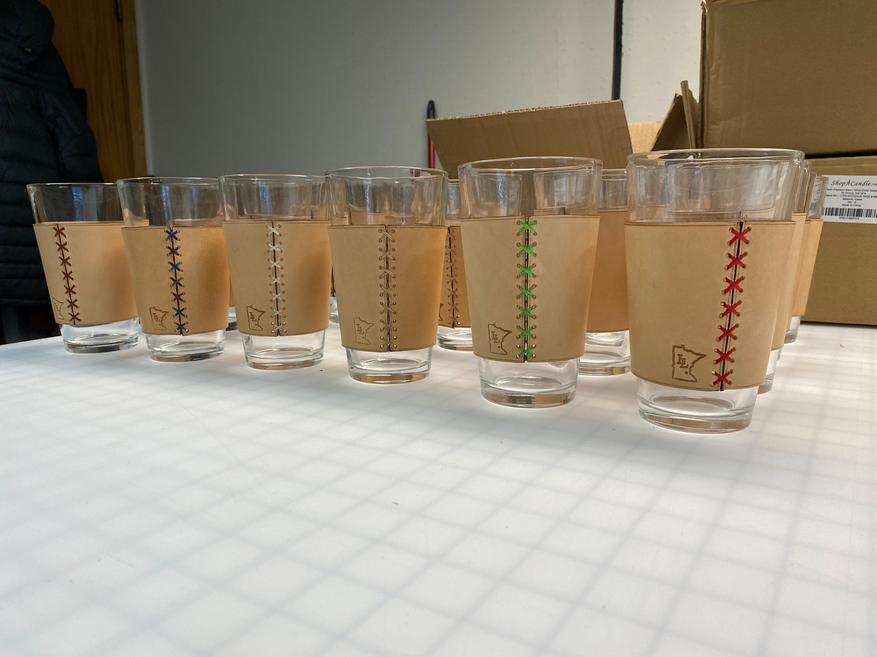 Leather Beer sleeve and pint glass Etsy