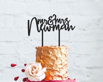 Personalised Mr and Mrs Wedding Cake Topper Custom Surname Wooden Cake Topper Laser Cut Black Cake Topper Personalized Wedding Decorations