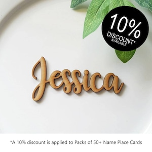 Laser cut personalised wooden place cards MDF names for Weddings Functions and Dinner Parties Custom Made Timber Accessories and Decorations