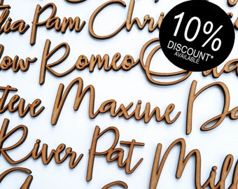 Laser cut name place cards for Weddings / Wooden Name Tags / Wedding Place Cards / Wedding Decorations / Wooden Place Names