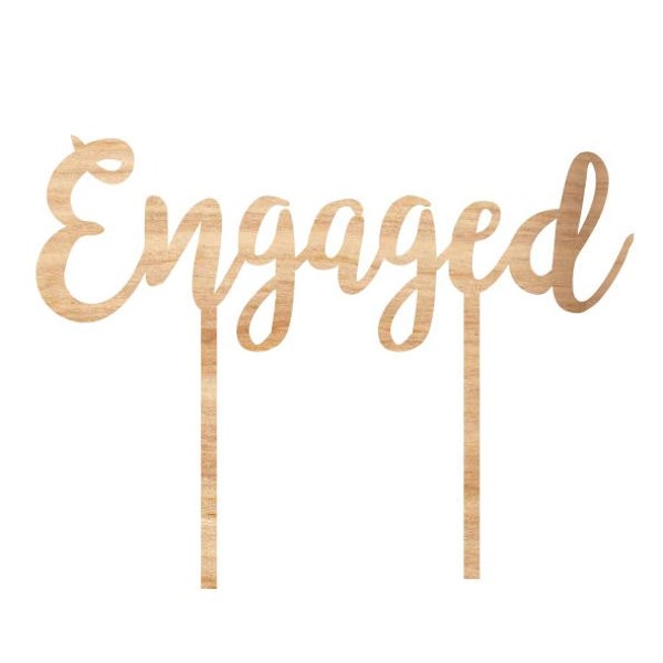 Wooden Engaged Cake Topper Laser Cut Engagement Cake Topper MDF Timber Black Cake Topper / Raw Wood party accessories.
