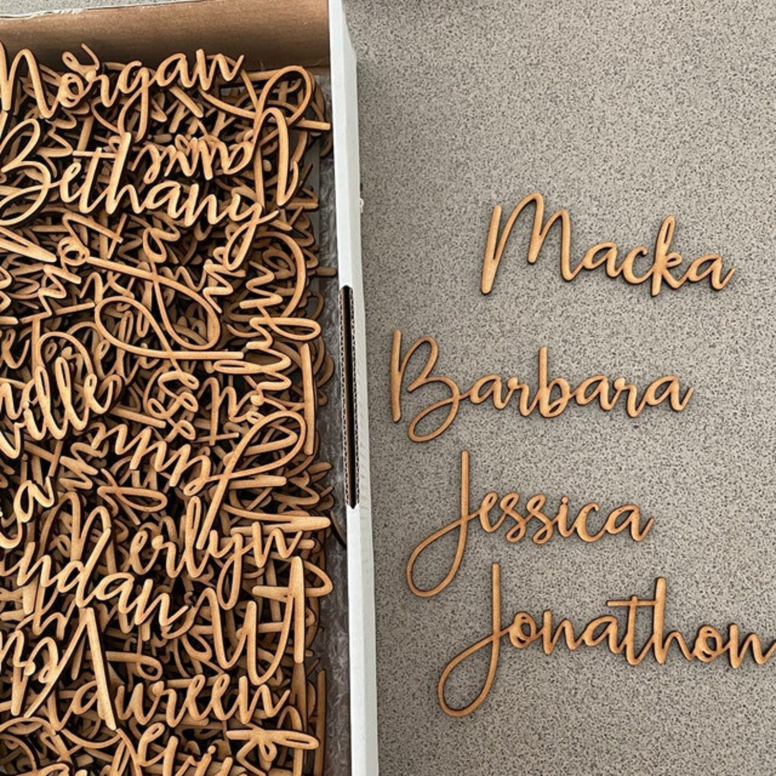 Laser Cut Name Place Cards for Weddings / Wooden Name Tags / Wedding