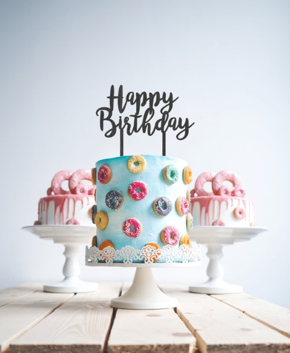 Topper de gâteau d’anniversaire personnalisé topper de gâteau en bois  joyeux anniversaire - toppers de décoration de gâteau découpés au laser sur