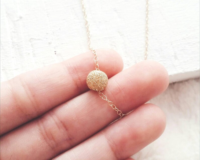 Gold Filled Dainty Bead Necklace Simple Gold Floating Bead Etsy
