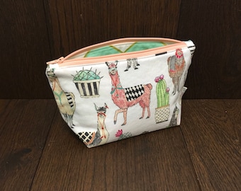 Llama and Cactus Zipper Pouch