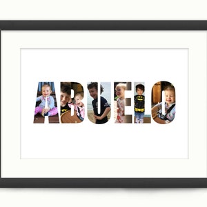 Abuelo Personalised Photo Collage With Verse - Custom Photo Art Print - Birthday/Christmas Gift for Spanish Grandfather - Digital Download