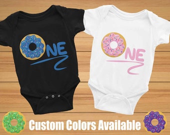 Donut ersten Geburtstag Outfit/Baby Body/T-Shirt/Donut 1. Geburtstag/Donut Geburtstag/Donut Baby/Donut Smash/Thema Geburtstagsparty/Donut ein
