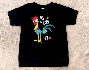 Hei dziewczyna Hei Moana Hei Hei koszula-koszula Moana-koszula Moana dziewczyny-koszula chłopięca Moana-Moana Baby-Moana ubrania dla dzieci-koszule Hei Hei