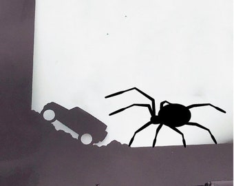 Große Spinne mit großen Spinnen/Jeeper Creepers Windschutzscheibe Aufkleber/Wrangler Aufkleber/Wrangler Autofensteraufkleber/Jeeper Autoaufkleber/Halloween Aufkleber