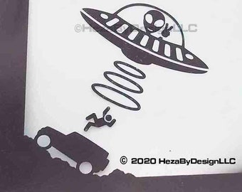 Jeeper Windshield Decal Alien Abduction/UFO Jeeper Sticker /Wrangler Decal /Jeeper Car Window Decal /Funny Jeeper Sticker/Car Decal