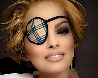 Unisex Tan Plaid Eye Patch /eye cover /ocular aid / vision accessory / eye surgery / injury / eye fashion / eye patch/ vision aid