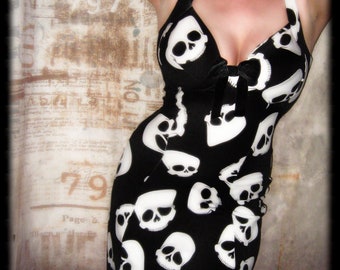 Pinup Rockabilly Gothic stretch Skull Dress