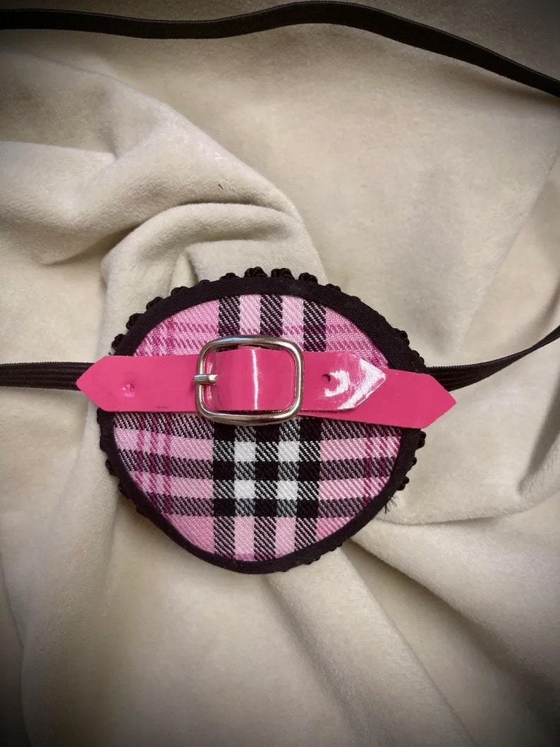 Pink Plaid Eye Patch /eye cover /ocular aid / vision accessory / eye surgery / injury / eye fashion / eye patch/ vision aid Pink buckle