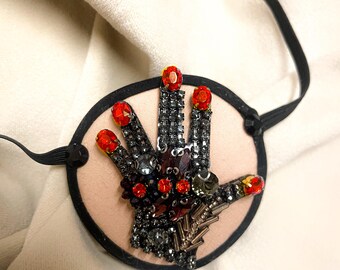 Back Hand Rhinestone Eye Patch/eye cover /ocular aid / vision accessory / eye surgery / pirate/eye injury/eye fashion/eye patch/vision aid