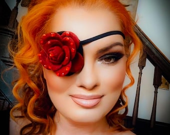 Rose Rhinestone Eye Patch/eye cover /ocular aid / vision accessory / eye surgery / pirate/eye injury/eye fashion/eye patch/vision aid