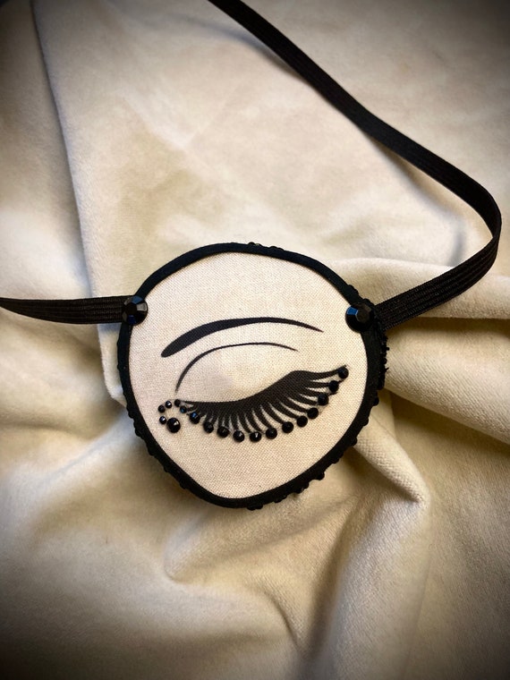 black eye patch FRONT ROW GEM PHOTO 白　L Eye Patch Unisex Black Single Eye Patch Eyepatch One Eye