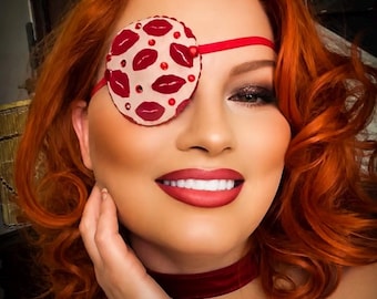 Velvet Kisses Rhinestone Eye Patch/eye cover /ocular aid /vision accessory / eye surgery /eye injury/eye fashion/eye patch/vision aid