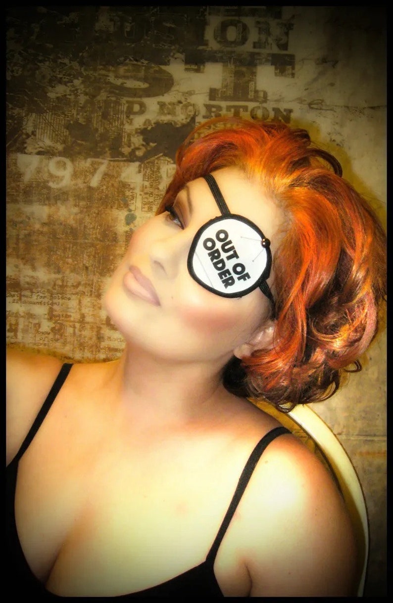 Out Of Order sign Eye Patch /eye cover /ocular aid / vision accessory / eye surgery / pirate/eye injury/eye fashion/eye patch/vision aid image 1