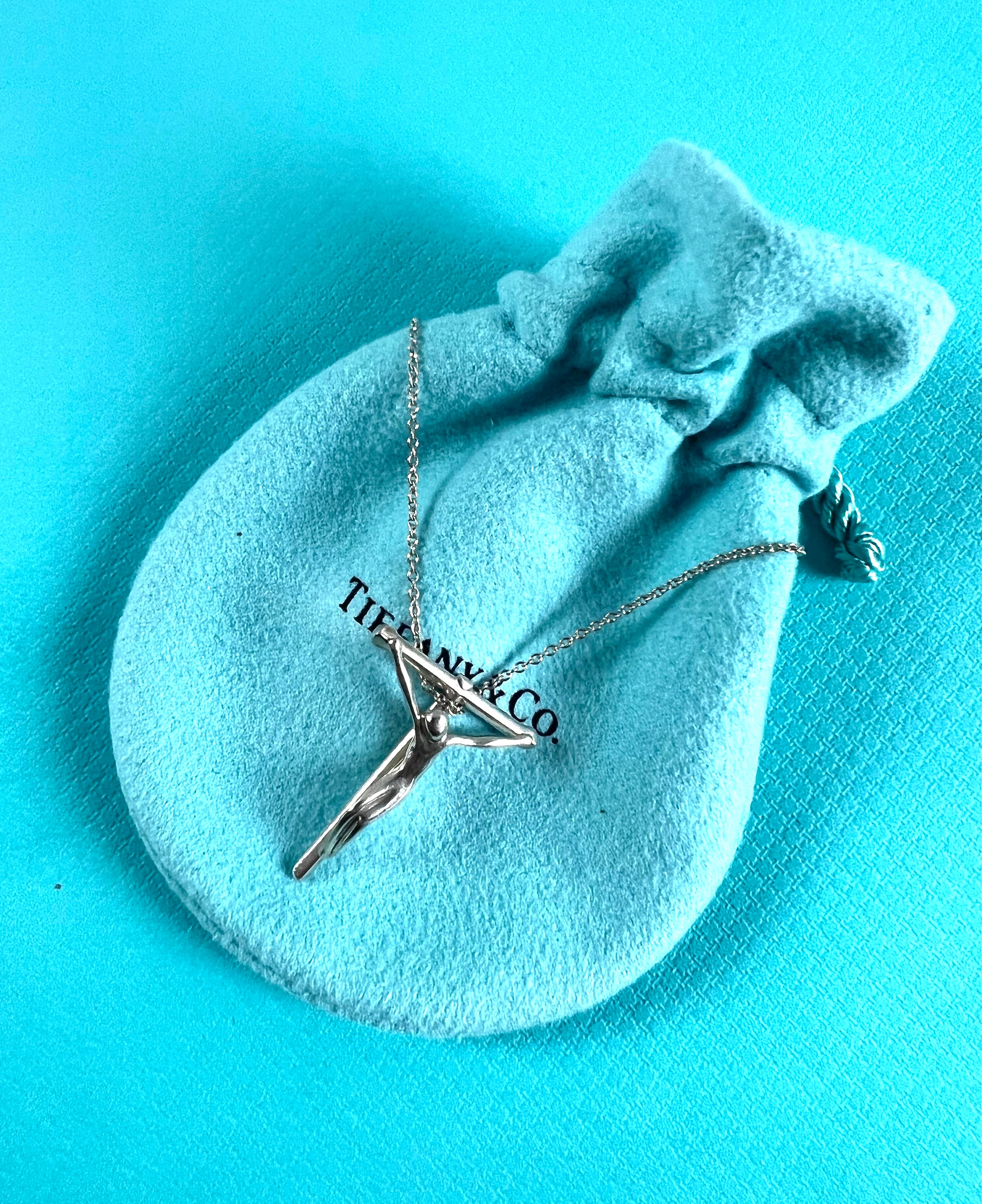 Collier Tiffany Co. Elsa Peretti Crucifix Christ en croix pendentif plus grand chaine de 45 cm Etsy Canada