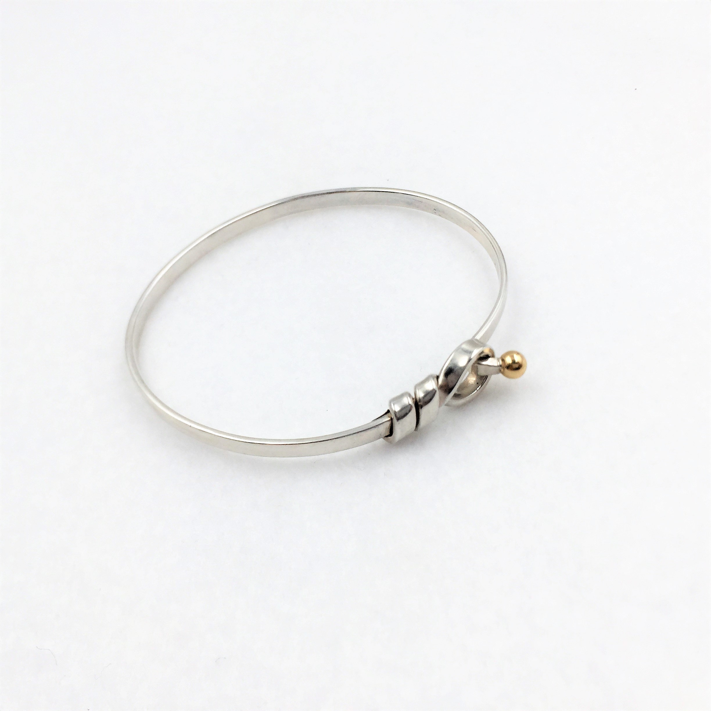 Tiffany & Co. Hook Eye Love Knot Bangle Bracelet 18K Yellow
