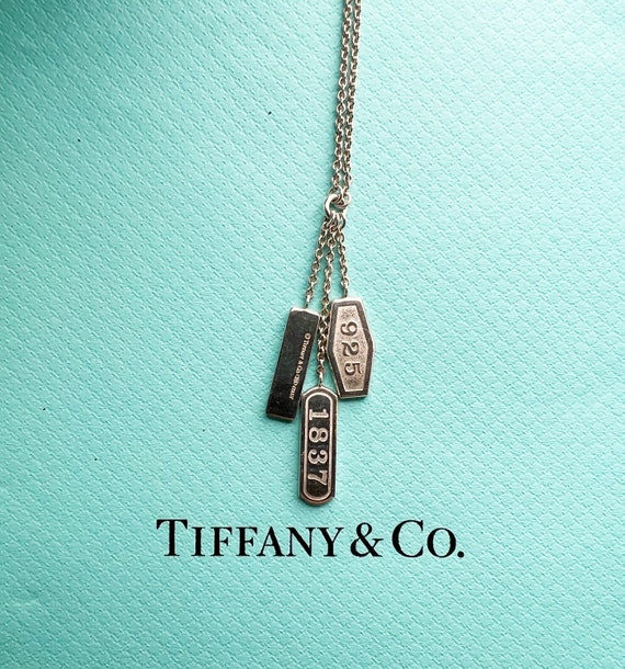 Tiffany Triple 1837 Bar Lariat Drop Dangle Pendan… - image 3