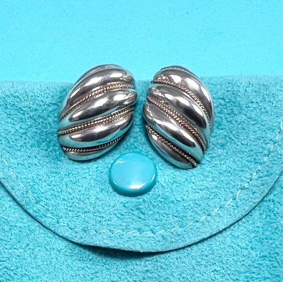 Tiffany & Co. 18K Gold Silver Shrimp Shell Earrin… - image 2