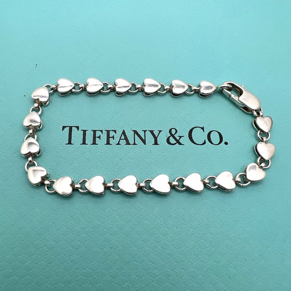 Rare Vintage Tiffany & Co. Puff Heart Lariat Links Bracelet