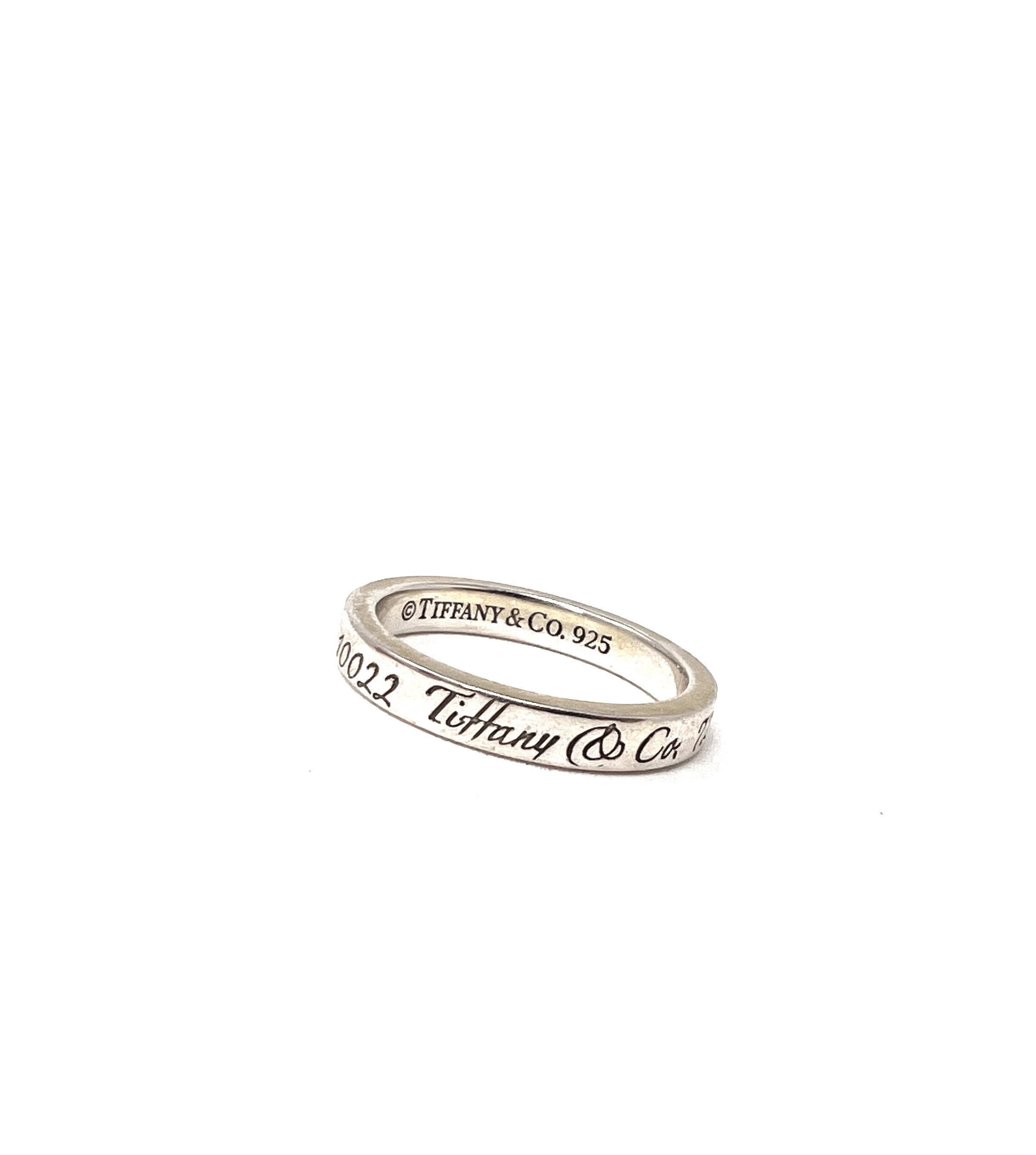 ティファニーTIFFANY 7.5号ノーツナロー リングFifth Avenue Tiffany & Co. 727 Fifth Ave NY Silver 925 Ring, Size 4.5 - Etsy