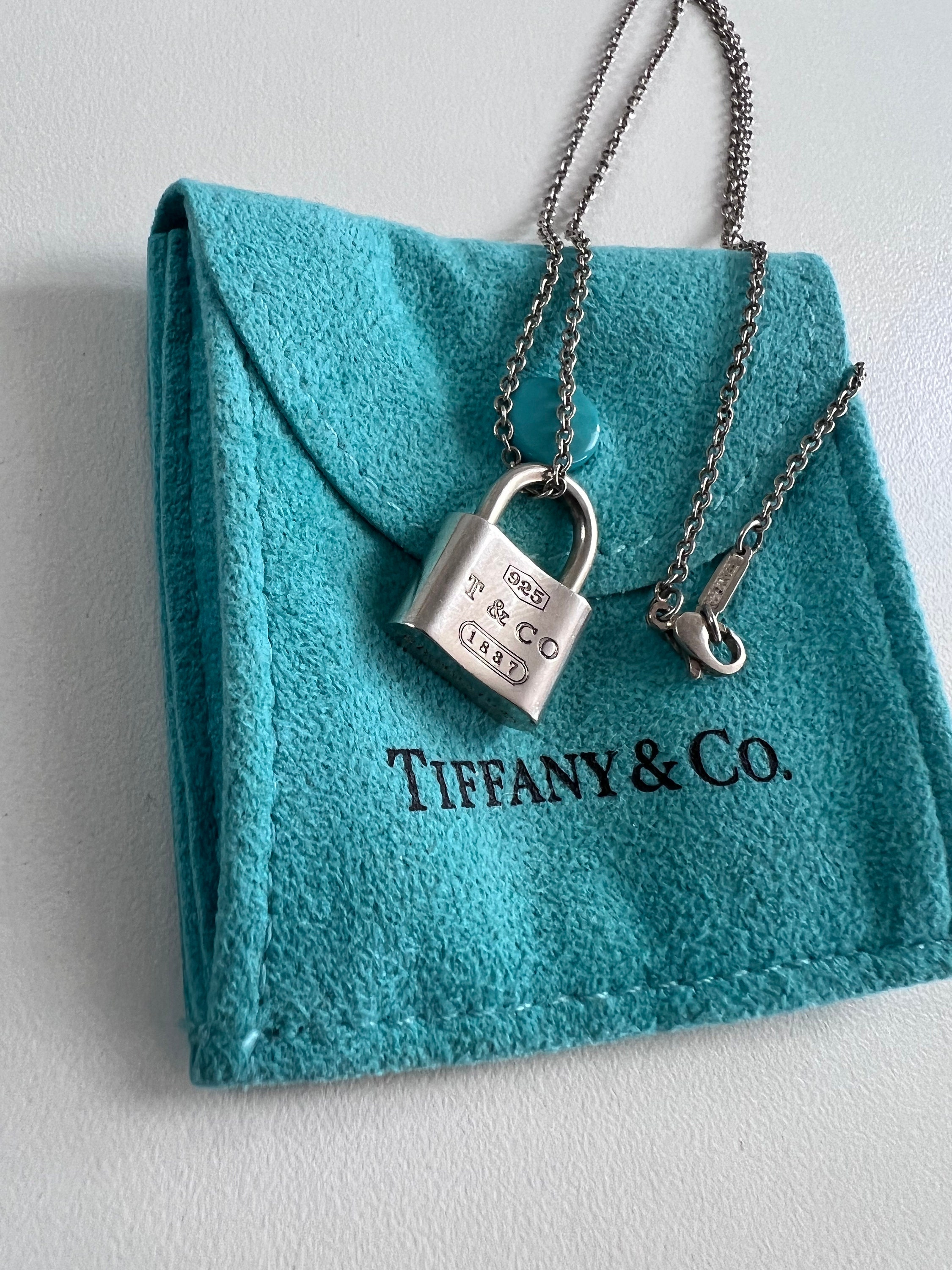 Tiffany & Co. 1837 Lock Padlock Pendant Necklace 16" 18k Yellow  Gold Auth w/Box