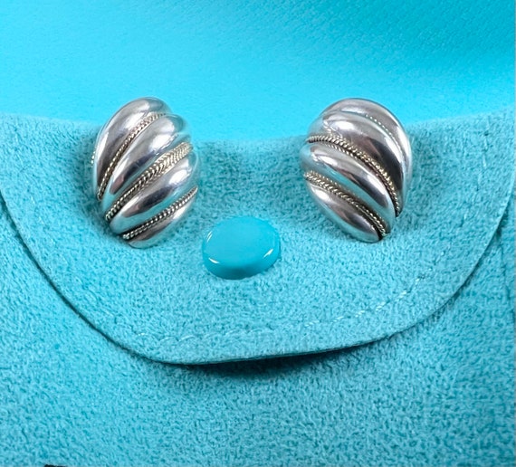 Tiffany & Co. 18K Gold Silver Shrimp Shell Earrin… - image 1