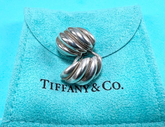 Tiffany & Co. 18K Gold Silver Shrimp Shell Earrin… - image 4