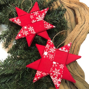 2pc Scandinavian Star Christmas Hanging Ornament, Scandinavian Star Cloth Ornament