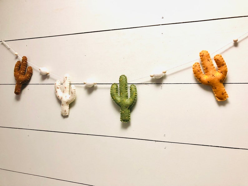 Cactus Garland Cactus & Wool Baby Nursery Room Decor Etsy