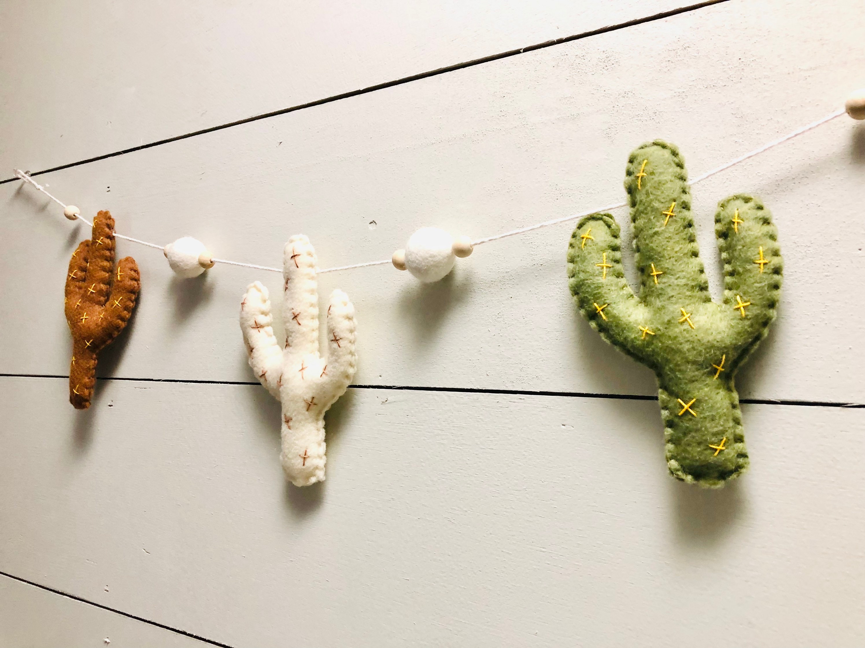 Saguaro Cactus Garland, Simple Cactus Southwest Banner Decor, Custom Cactus Garland, Kids Baby Room Shower Decor, Fiesta Cactus Wool Garland