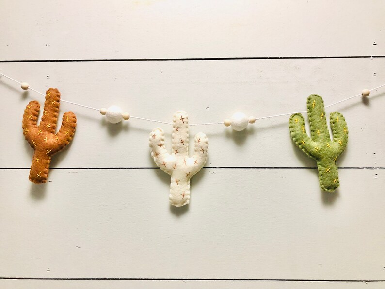 Cactus Garland Cactus & Wool Baby Nursery Room Decor Etsy
